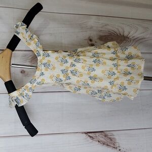 Rachel Zoe Baby Girl Floral Gold Striped Dress Size 9 - 12 Months